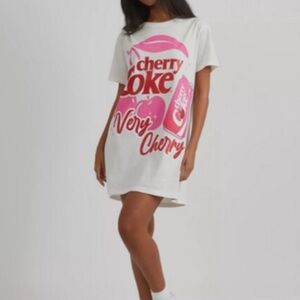 White Graphic Cherry Coke T-Shirt Dress